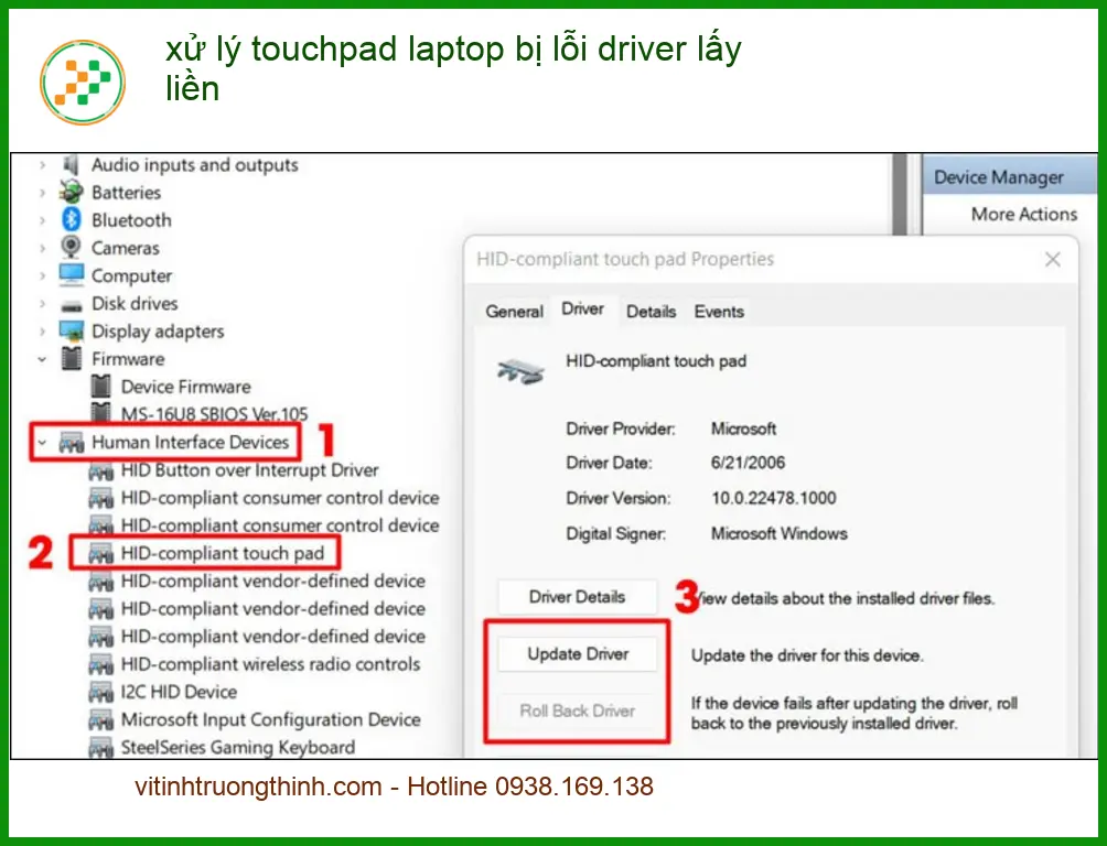 Sửa Laptop xử lý touchpad lỗi driver lấy liền - Trung tâm hỗ trợ TPHCM