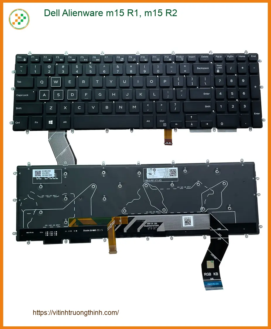 Bàn phím Laptop DELL Alienware m15 R1, R2 - Thay Lấy Ngay - Giá Rẻ TPHCM