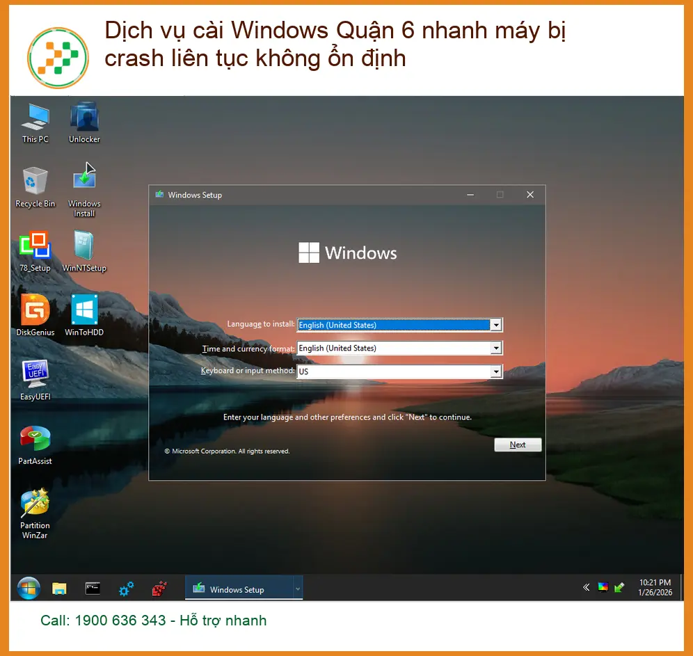 Windows Dịch vụ cài Quận 6 nhanh máy bị crash - Thợ sửa tận nơi lấy liền
