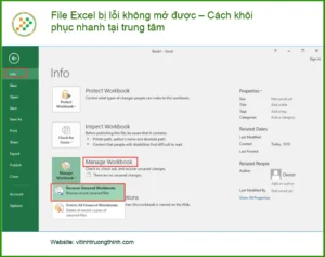 Khôi phục dữ liệu File Excel bị lỗi không mở được – Trung tâm cứu dữ liệu TPHCM