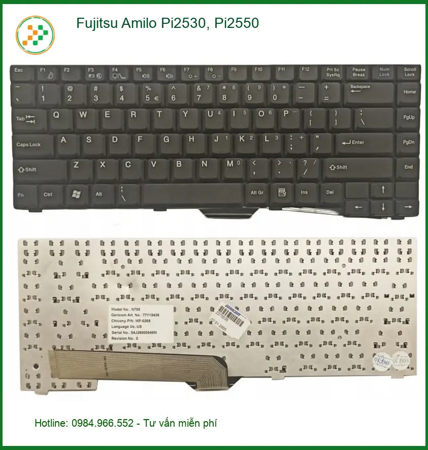 Bàn phím Laptop Fujitsu Amilo Pi2530, Pi2550 - Thay Thế Lấy Liền Gần Đây