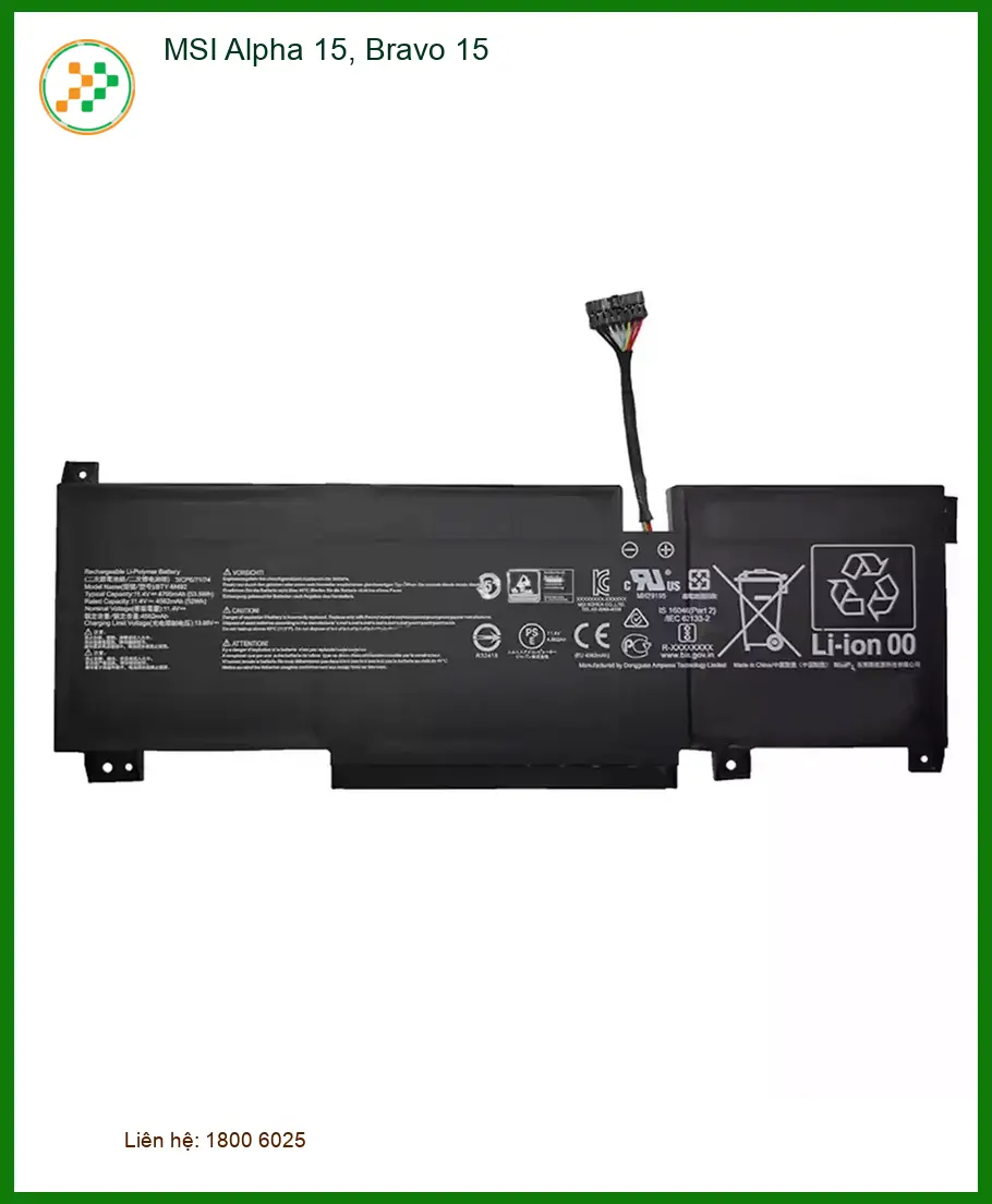 Pin Laptop MSI Alpha 15, Bravo 15 - Thay Nhanh Tận Nơi TPHCM | Giá Tốt Nhất