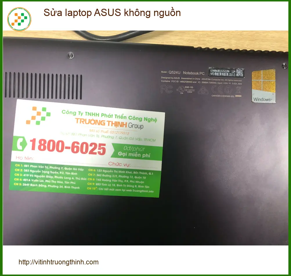 Anh Khải kỹ sư sửa laptop ASUS không nguồn ở Quận Bình Tân