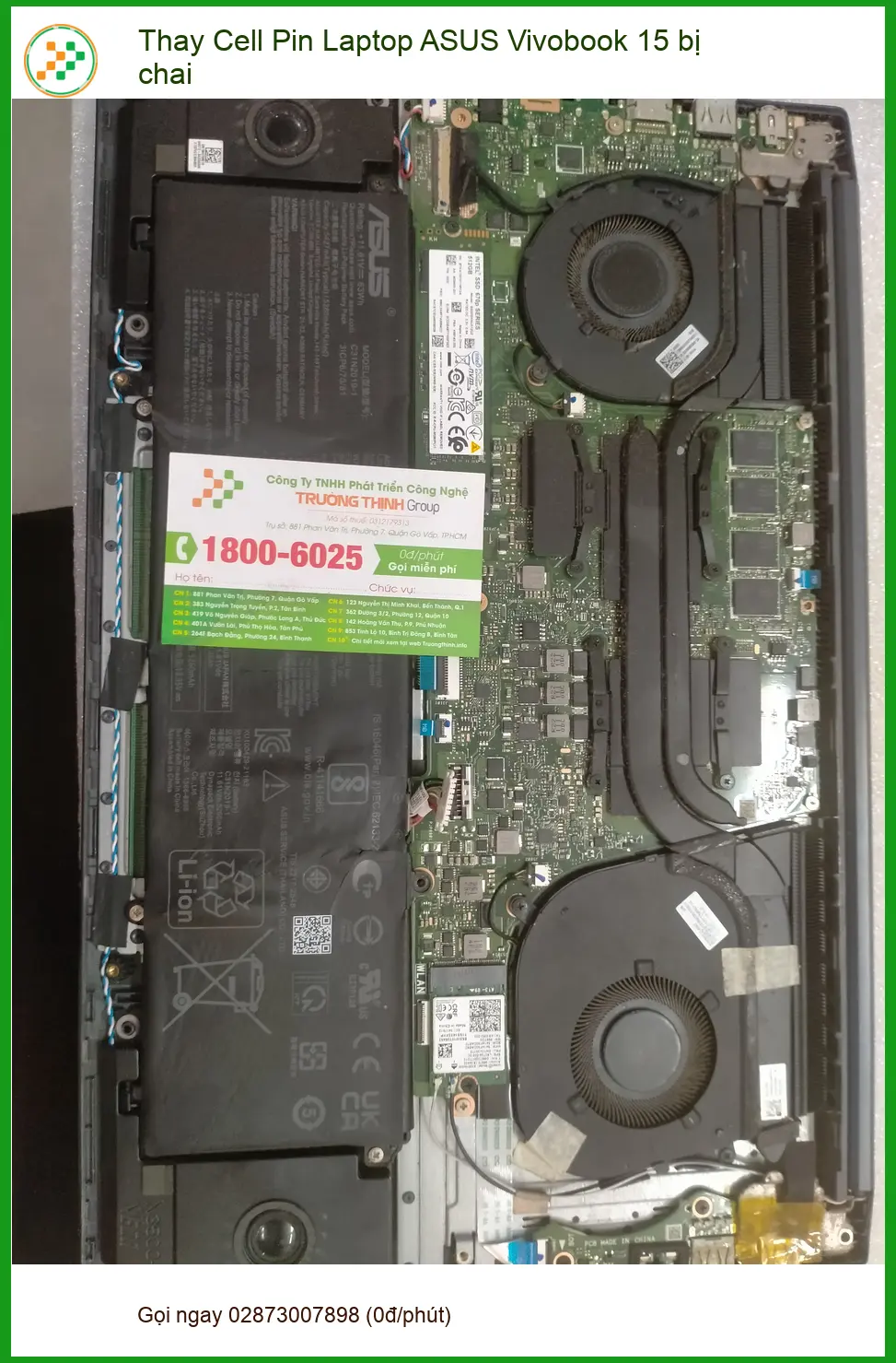 Chị Tú Thay Cell Pin Laptop ASUS Vivobook 15 bị chai Quận 12