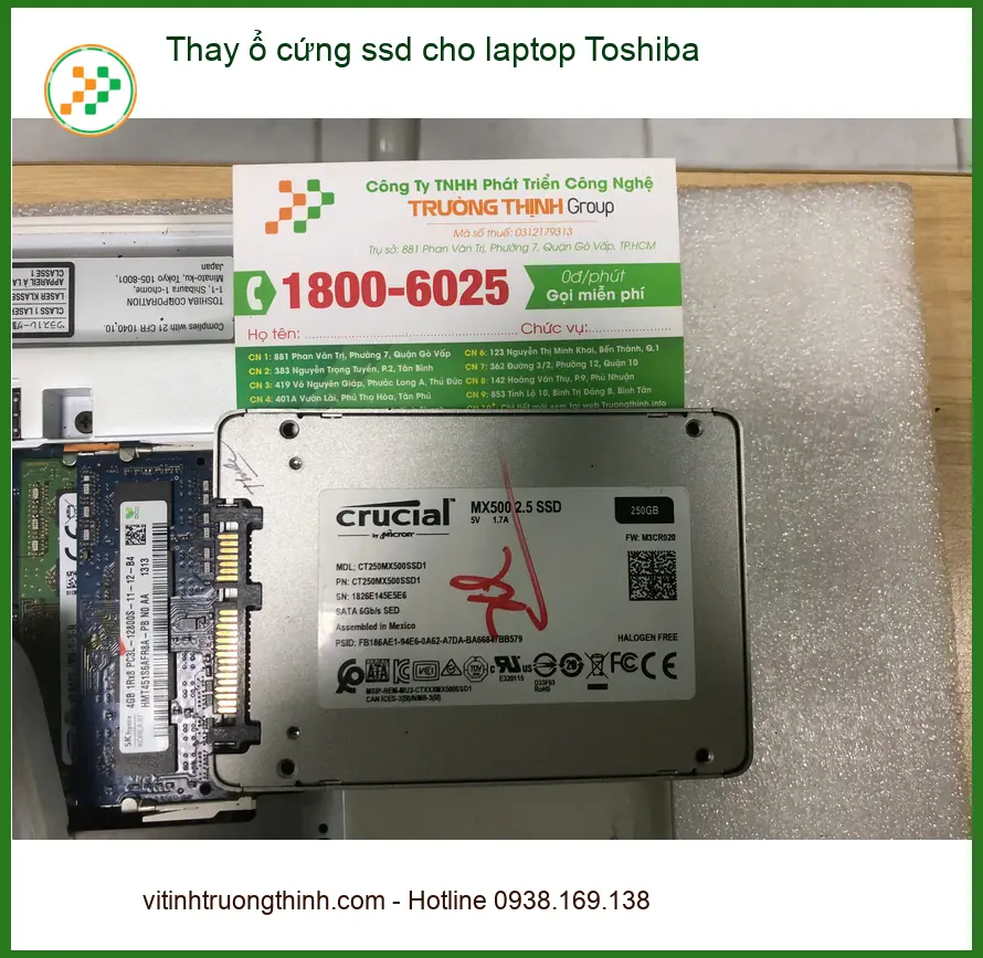 Anh Phước thay ổ cứng ssd laptop Toshiba Quận Bình Tân lấy liền