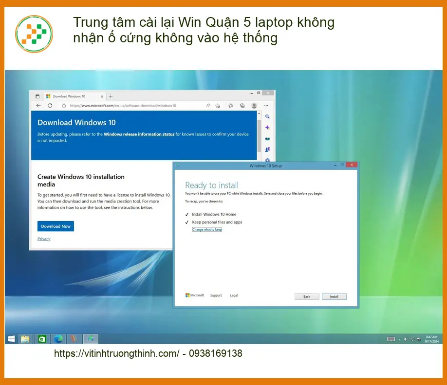 Cài Win Quận 5 laptop không nhận ổ cứng - Trung tâm hỗ trợ uy tín