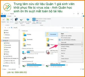 Khôi Phục Dữ Liệu Quận 1 file virus xóa – Dịch vụ cứu data lấy liền