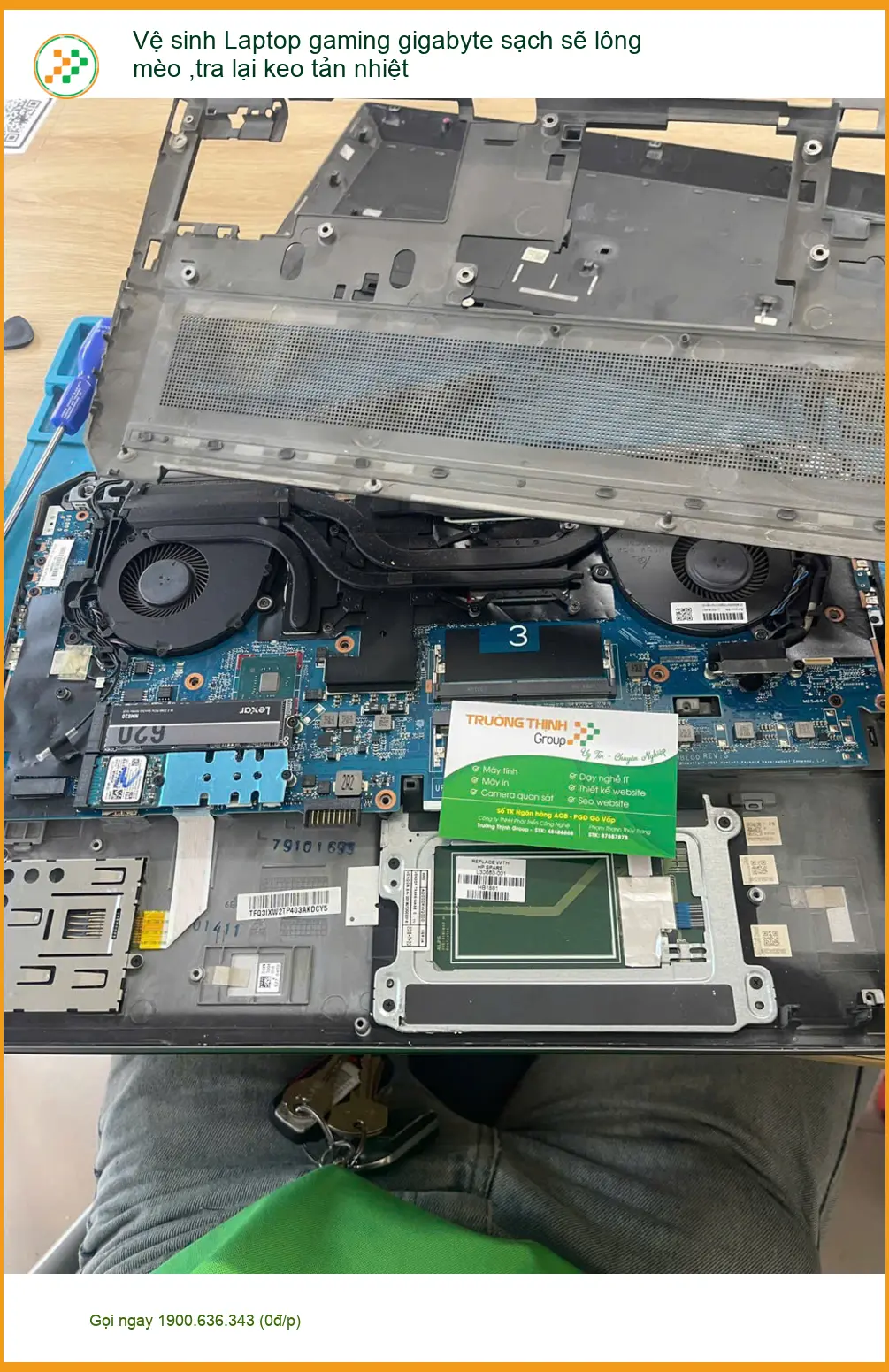Dịch vụ vệ sinh Laptop gaming Gigabyte Quận Phú Nhuận - Anh Kiệt xử lý lông mèo