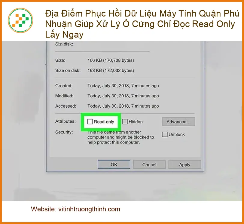Khôi Phục Dữ Liệu Máy Tính Phú Nhuận – Dịch vụ xử lý Read Only lấy liền