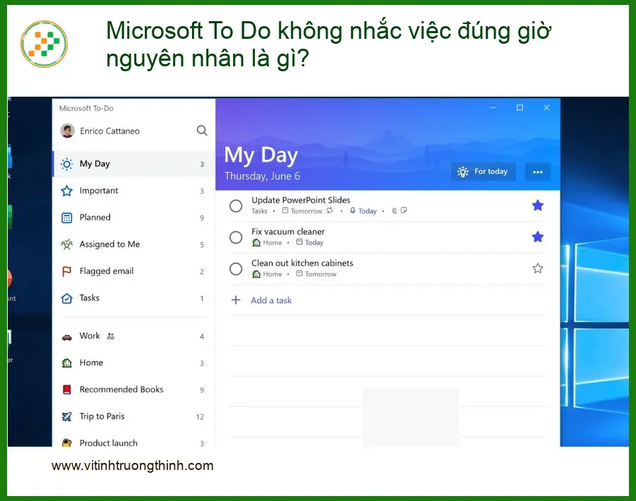 Văn phòng Microsoft To Do không nhắc việc đúng giờ – Trung tâm hỗ trợ uy tín TPHCM