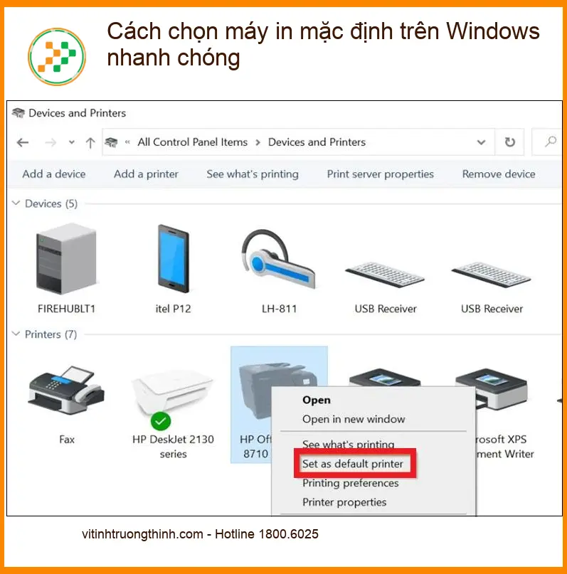 Thủ thuật Máy in Cách chọn máy mặc định trên Windows – Tự xử lý tại nhà
