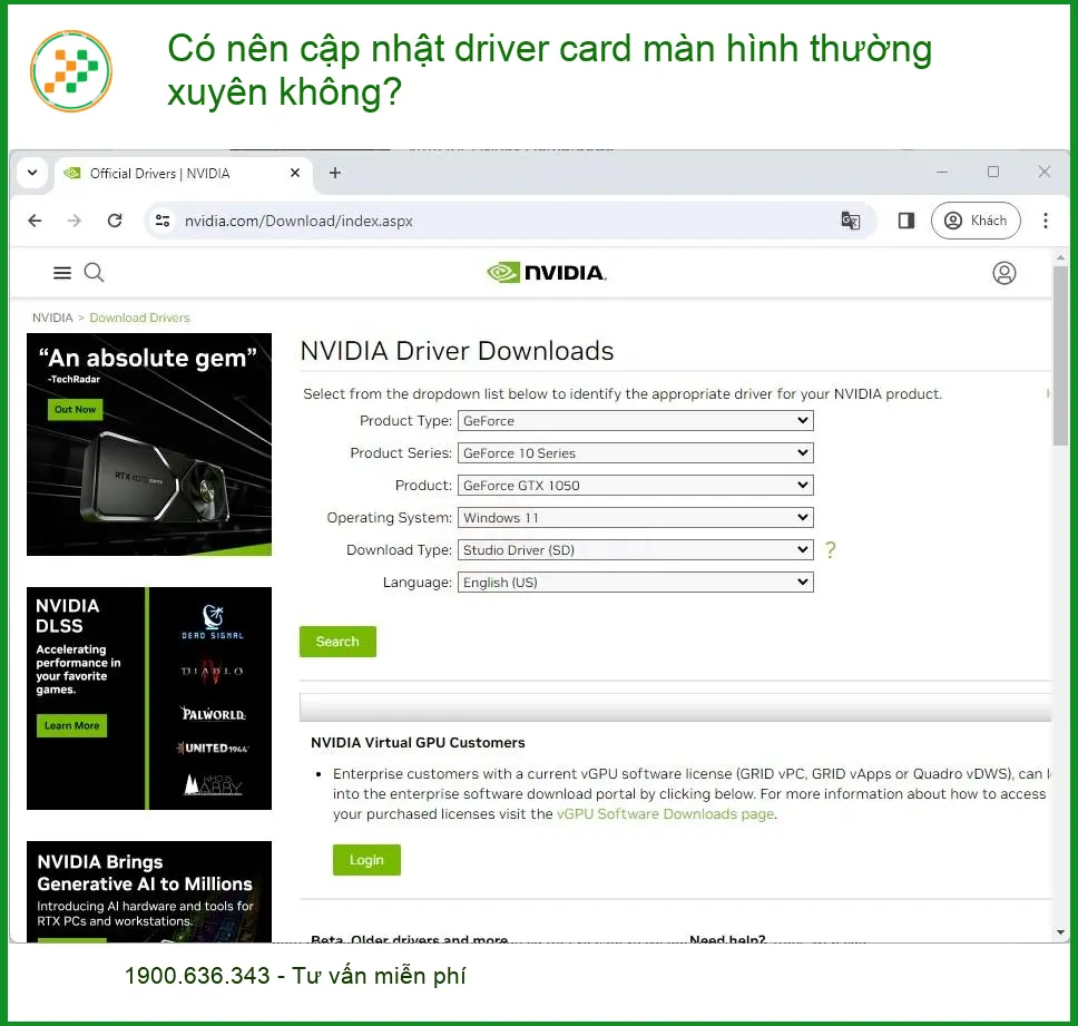 PC Có nên cập nhật driver card màn hình? – Tư vấn chuyên gia kỹ thuật