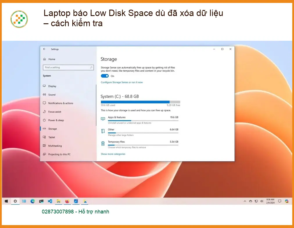 Laptop báo Low Disk Space dù đã xóa dữ liệu – Cách tự xử lý tại nhà